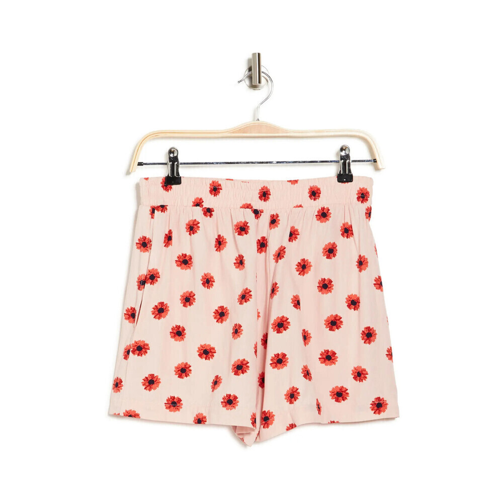 Abound Women's Easy Flowy Comfy Lightweight High Waist Shorts Pink Daisy Dots XL